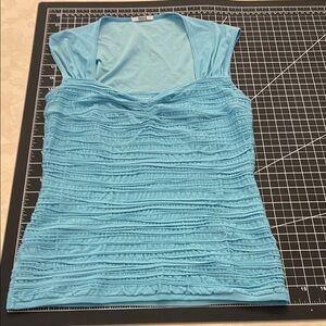 Wolford Blue Sweetheart Cap Sleeve Ruched Top